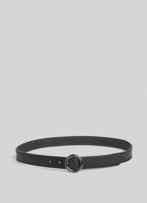 Cinturones Pepe Jeans Round Hebilla Cuero Belt Mujer Negras | 024MPQFRG