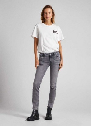 Denim Pepe Jeans Brooke Regular Fit Mid-rise Jeans Mujer Azules | 283JKMHQB