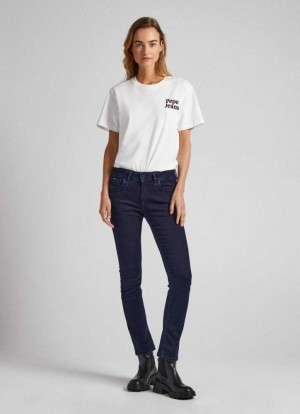 Denim Pepe Jeans Brookes Regular Fit Mid-rise Jeans Mujer Azules | 398QWSFNZ