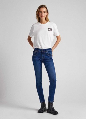 Denim Pepe Jeans Brookes Regular Fit Mid-rise Jeans Mujer Azules | 921OHBWIR