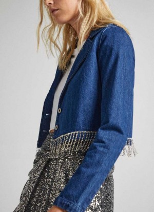 Denim Pepe Jeans Cropped Denim Jacket Mujer Azules | 596HLQMAV