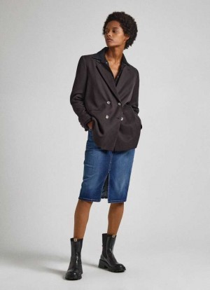 Denim Pepe Jeans Denim Midi Skirt Mujer Azules | 715OFSJLE