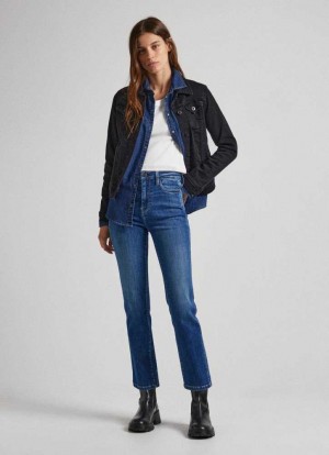 Denim Pepe Jeans Dion 7/8 Slim Fit High-rise Jeans Mujer Azules | 938KWPBGZ