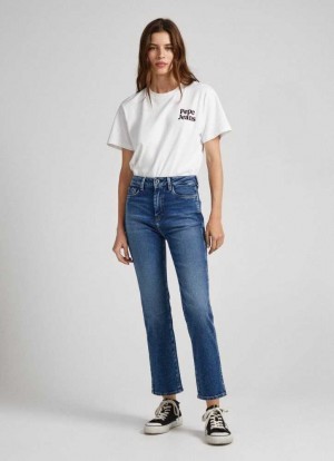 Denim Pepe Jeans Dion 7/8 Slim Fit High-rise Jeans Mujer Azules | 360CUMROB