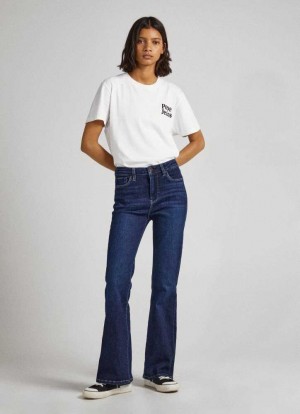 Denim Pepe Jeans Dion Flare Fit High-rise Cintura Jeans Mujer Azules | 431WTESOZ