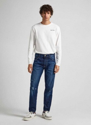 Denim Pepe Jeans Easton Relaxed Fit Drop-waist Jeans Hombre Azules | 016TLSVRQ