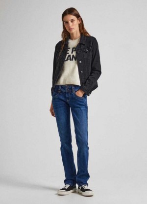 Denim Pepe Jeans Gen Regular Fit Mid-rise Jeans Mujer Azules | 038KJCPQR