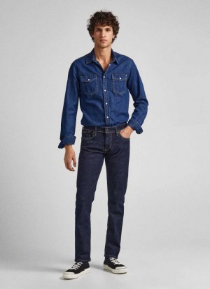 Denim Pepe Jeans Hatch Slim Fit Low-rise Jeans Hombre Azules | 540YKNHLJ