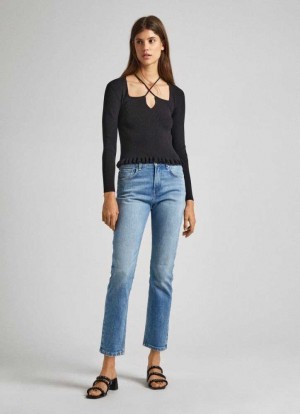 Denim Pepe Jeans High-rise Directo Fit Jeans Mujer Azules | 317ASZFNX