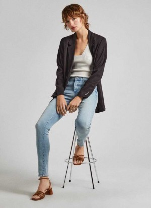 Denim Pepe Jeans High-rise Flaco Fit Jeans Mujer Azules | 430KOHLNV