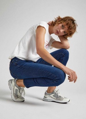 Denim Pepe Jeans Low-rise Flaco Fit Jeans Mujer Azules | 581ENTPMJ