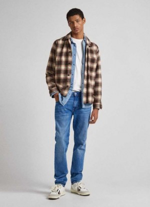 Denim Pepe Jeans Mid-rise Slim Fit Jeans Hombre Azules | 359PNSORC