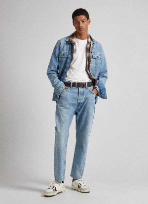 Denim Pepe Jeans Nils Loose Fit Drop-waist Jeans Hombre Azules | 674TPJYOZ