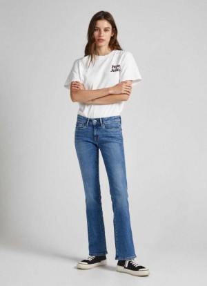Denim Pepe Jeans Piccadilly Slim Fit Mid-rise Jeans Mujer Azules | 360USQGZM