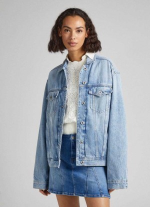 Denim Pepe Jeans Regular Fit Denim Jacket Mujer Azules | 092YQIDXP
