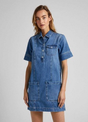 Denim Pepe Jeans Regular Fit Denim Vestido Mujer Azules | 358KPCTVO