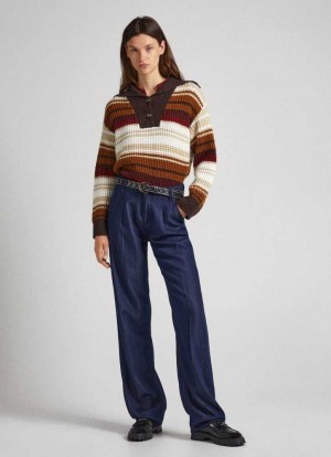 Denim Pepe Jeans Rowan Directo Fit Mid-rise Jeans Mujer Azules | 078BGKFZS