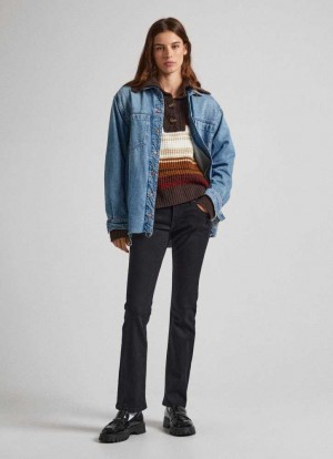Denim Pepe Jeans Saturn Regular Fit Mid-rise Jeans Mujer Azules | 954ZIKAUX