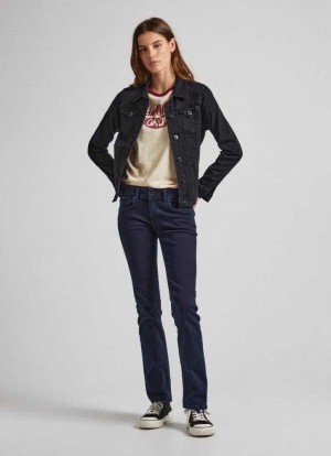 Denim Pepe Jeans Saturn Regular Fit Mid-rise Jeans Mujer Azules | 905TVQKMY