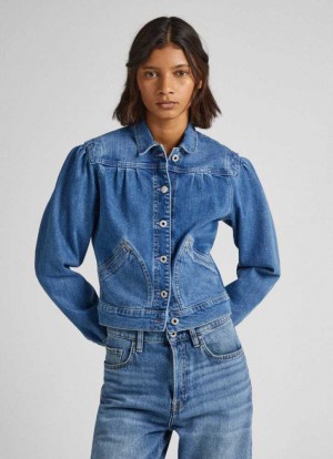 Denim Pepe Jeans Slim Fit Denim Jacket Mujer Azules | 520FPAOQE