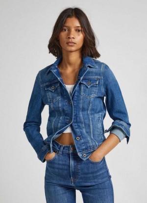Denim Pepe Jeans Slim Fit Denim Jacket Mujer Azules | 348EAYXGV