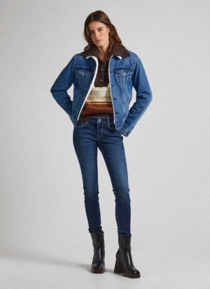 Denim Pepe Jeans Soho Flaco Fit Mid-rise Jeans Mujer Azules | 389NKJVGU