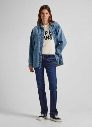 Denim Pepe Jeans Venus Regular Fit Low-rise Jeans Mujer Azules | 085YHQWBU