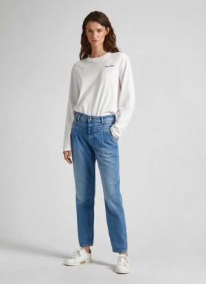 Denim Pepe Jeans Violet Relaxed Fit High-rise Jeans Mujer Azules | 912DFJPIO