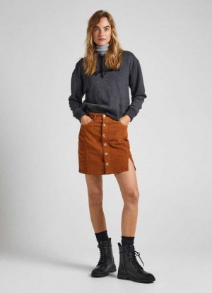 Falda Pepe Jeans High Cintura Corduroy Skirt Mujer Marrones | 179DXMLQE