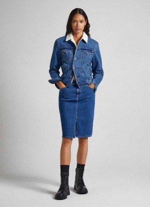 Falda Pepe Jeans Regular Fit Denim Skirt Mujer Azules | 937HDOFES
