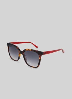 Gafas de Sol Pepe Jeans Clubmaster Oversized Sunglasses Mujer Doradas | 096QGYWOP