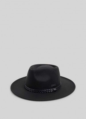 Gorras Pepe Jeans Anchos-brimmed Felt Hat Mujer Negras | 239QVKHOF
