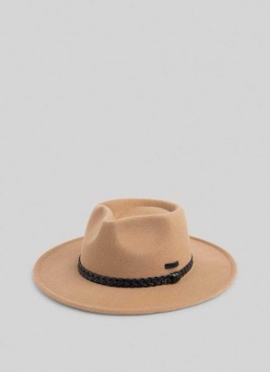 Gorras Pepe Jeans Anchos-brimmed Felt Hat Hombre Marrones Beige | 650PJTBSE