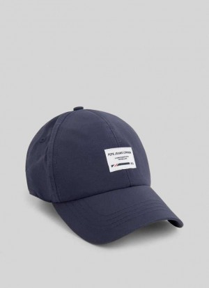 Gorras Pepe Jeans Nylon Cap With Printed Logo Hombre Azules | 186NESFML