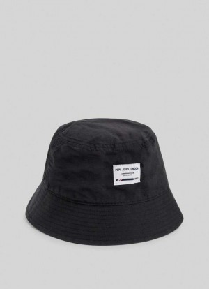 Gorras Pepe Jeans Printed Logo Bucket Hat Hombre Negras | 832QWBRJD