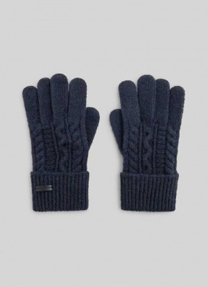Guantes Pepe Jeans Cable Knit Gloves Mujer Azules | 832ZIRWDS