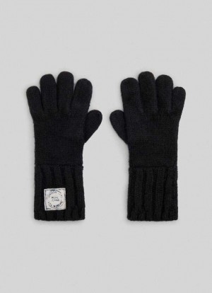 Guantes Pepe Jeans Label Logo Gloves Mujer Negras | 693WTDEPF