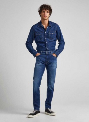 Jeans Pepe Jeans Crane Slim Fit Mid-rise Jeans Hombre Azules | 201SMHARY