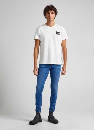 Jeans Pepe Jeans Finsbury Flaco Fit Low-rise Jeans Hombre Azules | 406IUCXYR
