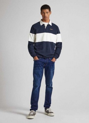 Jeans Pepe Jeans Finsbury Flaco Fit Low-rise Jeans Hombre Azules | 706JAPCOM