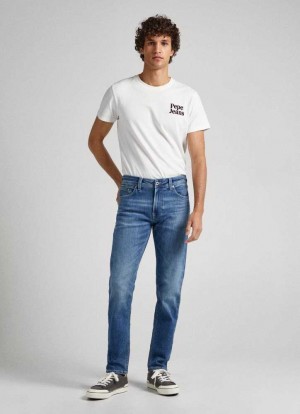 Jeans Pepe Jeans Hatch Regular Slim Fit Mid-rise Jeans Hombre Azules | 864LAFBYE