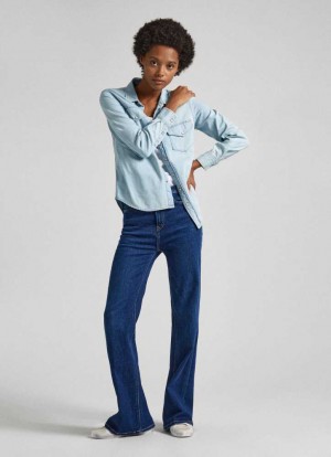 Jeans Pepe Jeans High-rise Bootcut Fit Jeans Mujer Azules | 723CBFPUT