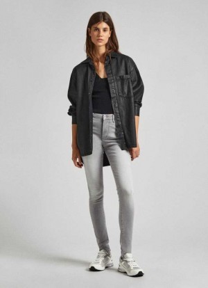 Jeans Pepe Jeans High-rise Flaco Fit Jeans Mujer Azules | 571BIKPWN