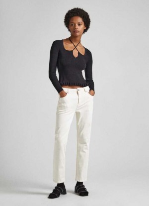 Jeans Pepe Jeans High-rise Taper Fit Jeans Mujer Azules | 725ZMYSBI