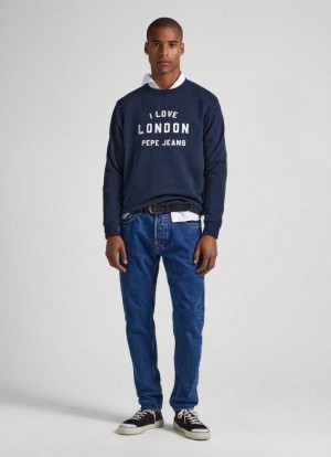 Jeans Pepe Jeans I Love London Tapered Fit Jeans Hombre Azules | 240WKJXNQ