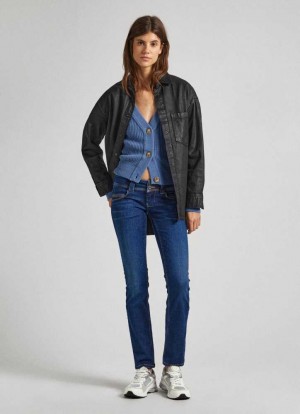 Jeans Pepe Jeans Low-rise Slim Fit Jeans Mujer Azules | 087DYMJLO