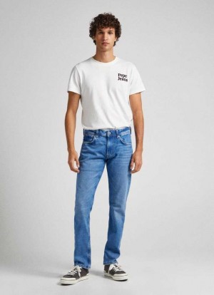 Jeans Pepe Jeans Mid-rise Regular Fit Jeans Hombre Azules | 023XDRTVO