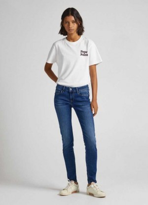 Jeans Skinny Pepe Jeans Mid-rise Flaco Fit Jeans Mujer Azules | 542EDVLHG