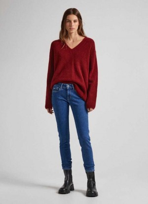 Jeans Skinny Pepe Jeans Pixie Flaco Fit Mid-rise Jeans Mujer Azules | 795OKYQTS
