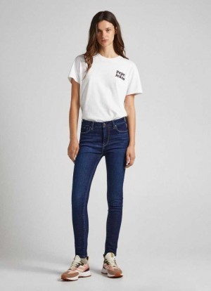 Jeans Skinny Pepe Jeans Regent Flaco Fit High-rise Jeans Mujer Azules | 512FMETRG